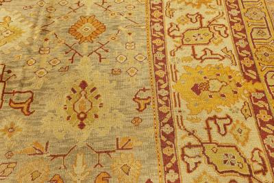 Antique Turkish Oushak Handwoven Wool Rug Size Adjusted 