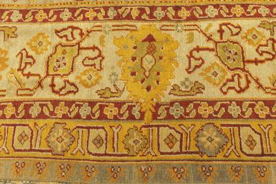 Antique Turkish Oushak Handwoven Wool Rug Size Adjusted 