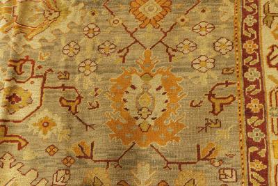 Antique Turkish Oushak Handwoven Wool Rug Size Adjusted 