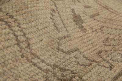 Antique Turkish Oushak Handwoven Wool Rug in Dark and Light Brown