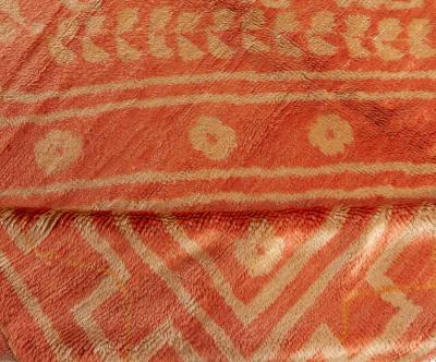 Antique Turkish Oushak Orange Handmade Wool Rug Size Adjusted 