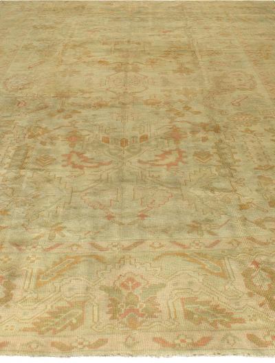 Antique Turkish Oushak Pale Sage Green Wool Carpet
