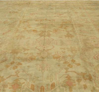 Antique Turkish Oushak Pale Sage Green Wool Carpet