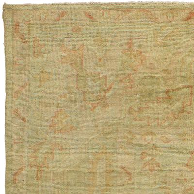 Antique Turkish Oushak Pale Sage Green Wool Carpet