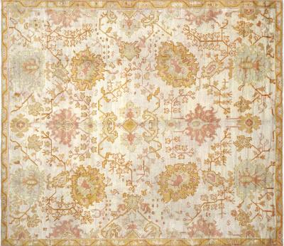Antique Turkish Oushak Rug 104 x 119 