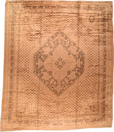 Antique Turkish Oushak Rug 13 9 x 15 8 