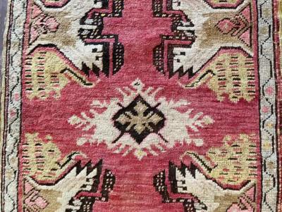 Antique Turkish Oushak Yastik Anatolian Rug Dragon design