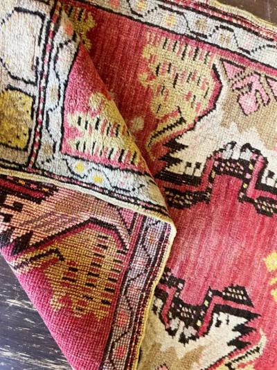 Antique Turkish Oushak Yastik Anatolian Rug Dragon design