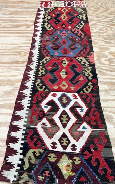 Antique Turkish Runner c 1900 AS IS