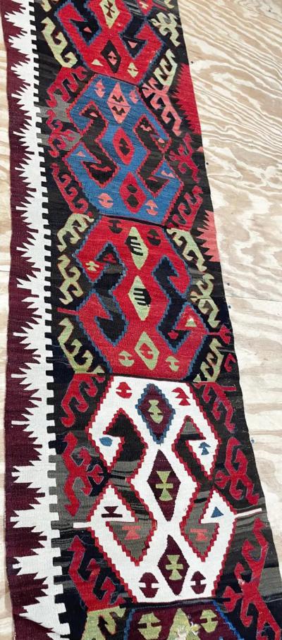 Antique Turkish Runner c 1900 AS IS