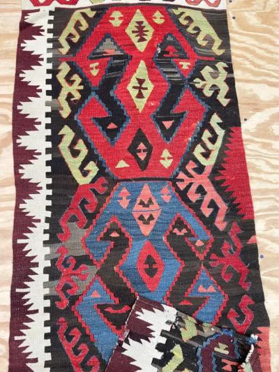 Antique Turkish Runner c 1900 AS IS