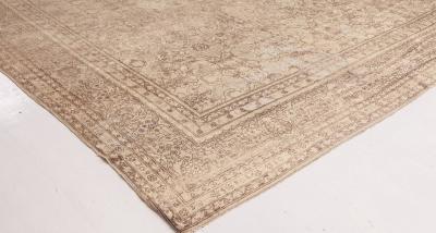Antique Turkish Sivas Botanic Brown Handwoven Wool Carpet