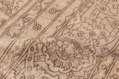 Antique Turkish Sivas Botanic Brown Handwoven Wool Carpet