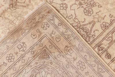 Antique Turkish Sivas Botanic Brown Handwoven Wool Carpet