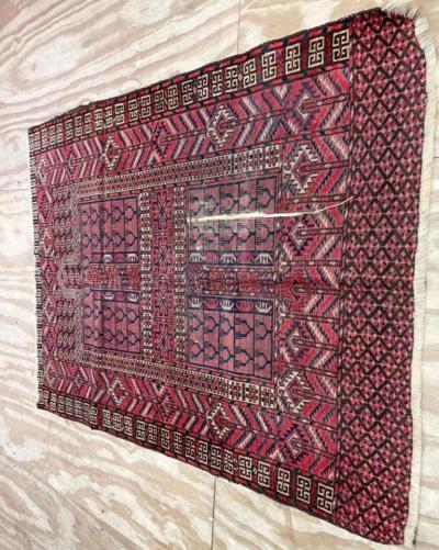 Antique Turkoman Engsi Hatchli Rug AS IS