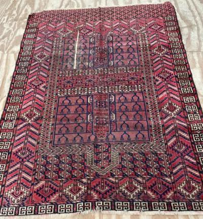 Antique Turkoman Engsi Hatchli Rug AS IS