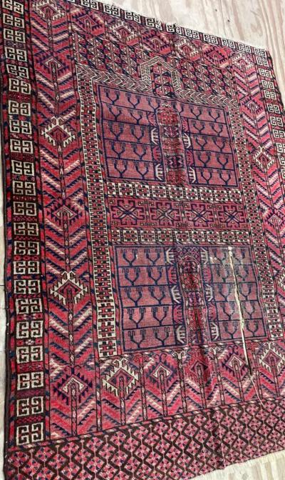 Antique Turkoman Engsi Hatchli Rug AS IS