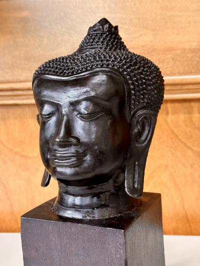 Antique U Thong Bronze Buddha Head Thailand