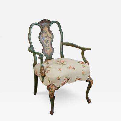 Antique Venetian Chinoiserie Fauteuil Arm Chair W Schumacher Fabric