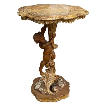 Antique Venetian Figural Putti Table