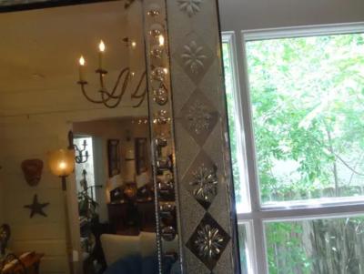 Antique Venetian Mirror with Geometric Design