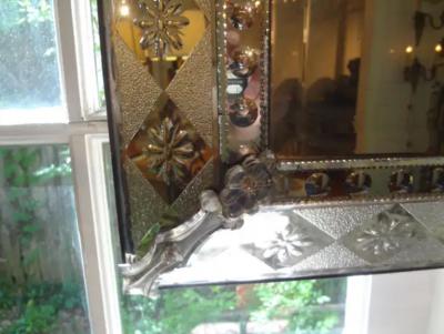 Antique Venetian Mirror with Geometric Design