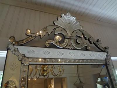 Antique Venetian Mirror with Geometric Design