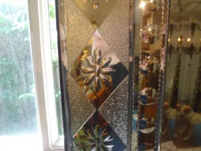 Antique Venetian Mirror with Geometric Design