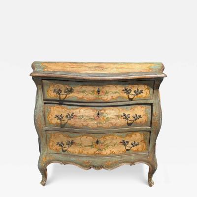 Antique Venetian Style Italian Painted Chest of Drawers Commode