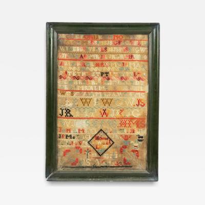Antique Victorian Embroidered Alphabet Sampler