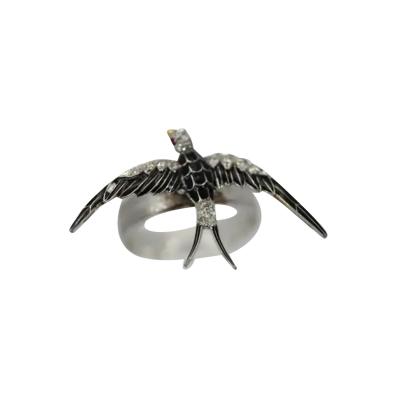 Antique Victorian Enamel Swallow Ring
