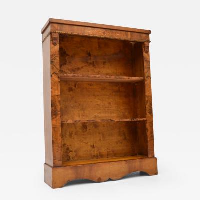 Antique Victorian Inlaid Walnut Open Bookcase