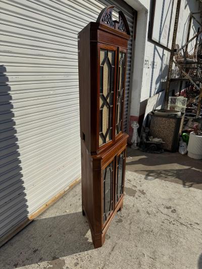 Antique Victorian Mahogany Corner Curio Cabinet
