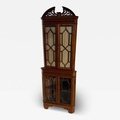Antique Victorian Mahogany Corner Curio Cabinet
