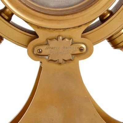 Antique Victorian nautical gilt bronze clock and barometer pair