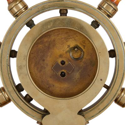Antique Victorian nautical gilt bronze clock and barometer pair