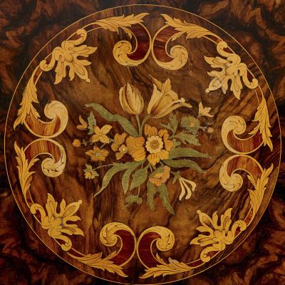 Antique Victorian walnut and marquetry circular table