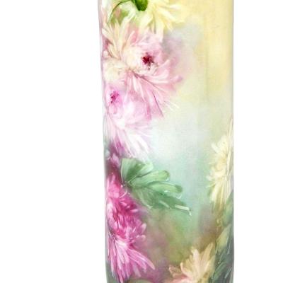 Antique Vienna Austria Hand Painted Porcelain Floral Vase By Leonard Co