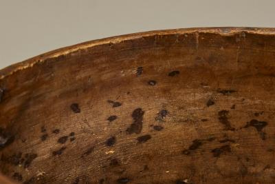 Antique Wabi Sabi Bowl or Centerpiece in Wood with Handle 19th Century