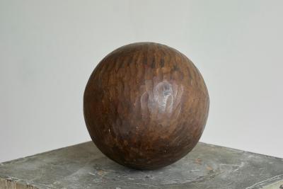 Antique Wabi Sabi Style Ball in Carved Wood