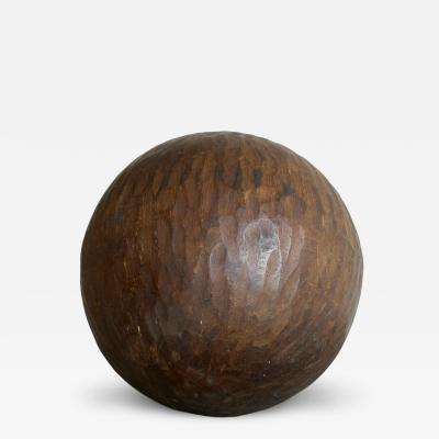 Antique Wabi Sabi Style Ball in Carved Wood