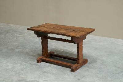 Antique Wabi Sabi Style Trestle Side Table in Solid Oak