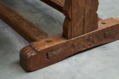 Antique Wabi Sabi Style Trestle Side Table in Solid Oak