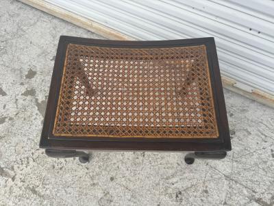 Antique Walnut Queen Anne Style Stool with Removable Cane Seat