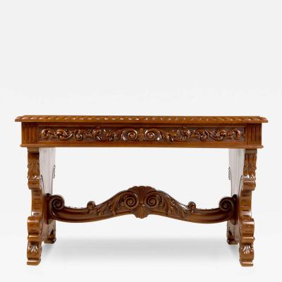 Antique Walnut Spanish library table Spain 1880 s