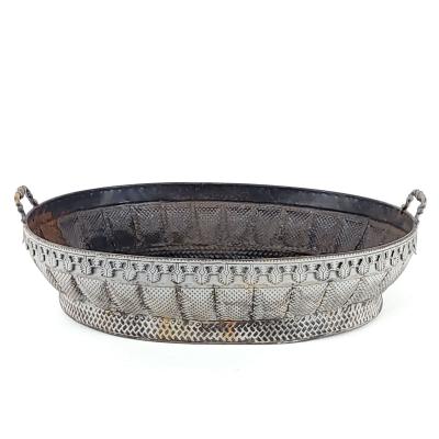 Antique White Metal Centerpiece with Tole Liner circa 1900