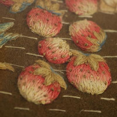 Antique Woolwork Embroidery with Fruit Basket and Bird