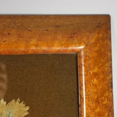 Antique Woolwork Embroidery with Fruit Basket and Bird