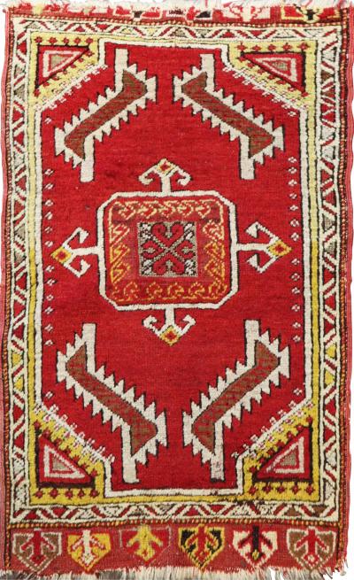 Antique Yastik Turkish Anatolian Rug Oushak