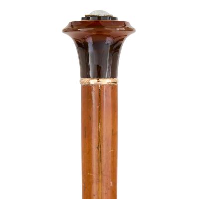 Antique agate mounted and cameo inset walking stick